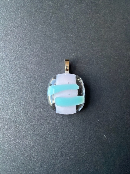 Hand Crafted Jewelry - Fused Glass Pendant‎ Necklace Charm Light Blue Light Purple